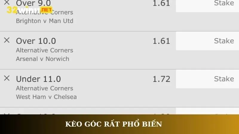 Kèo góc rất phổ biến